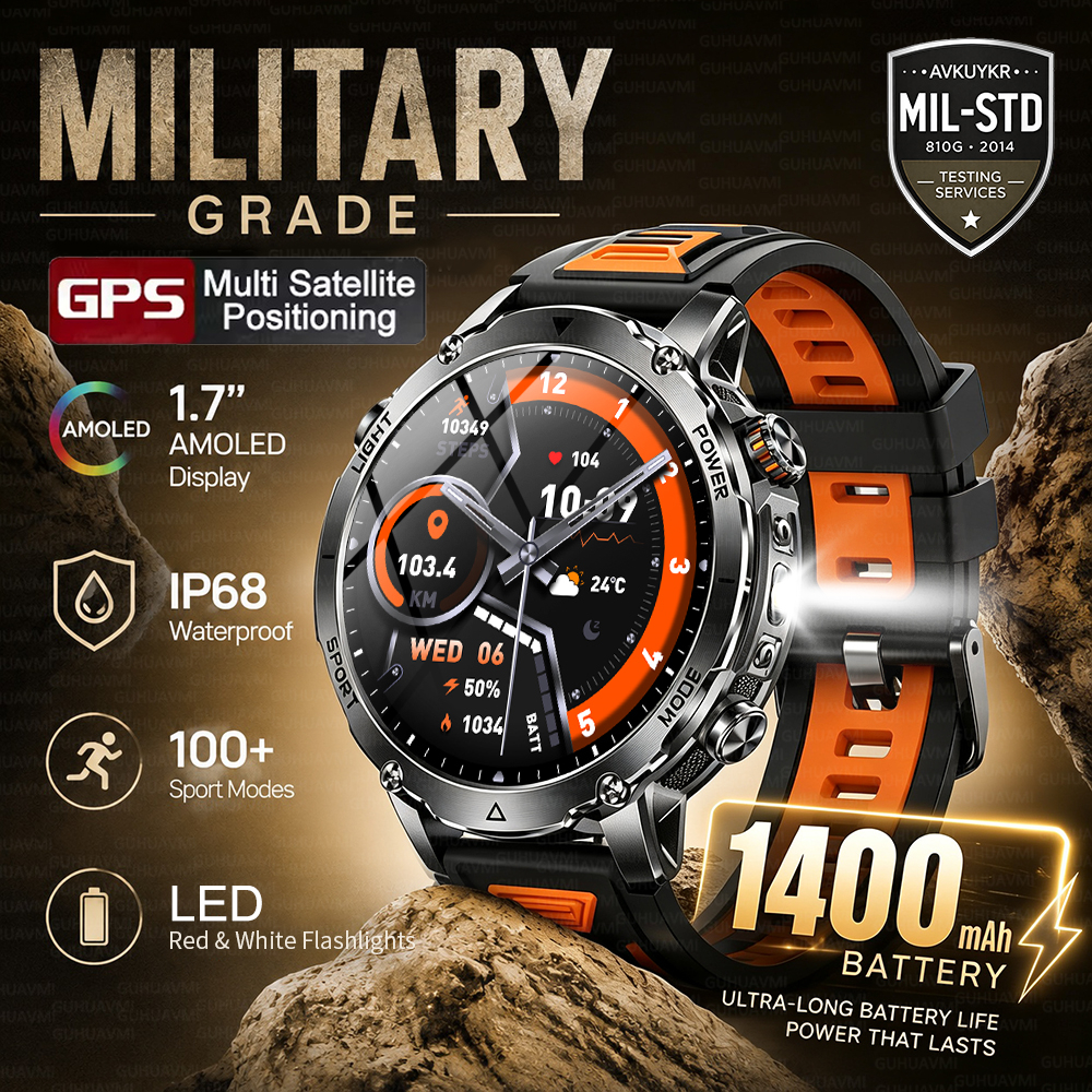 Smartwatch Watches Gift For Men - 2026 New GPS Tracker 1400mAh Smartwatch