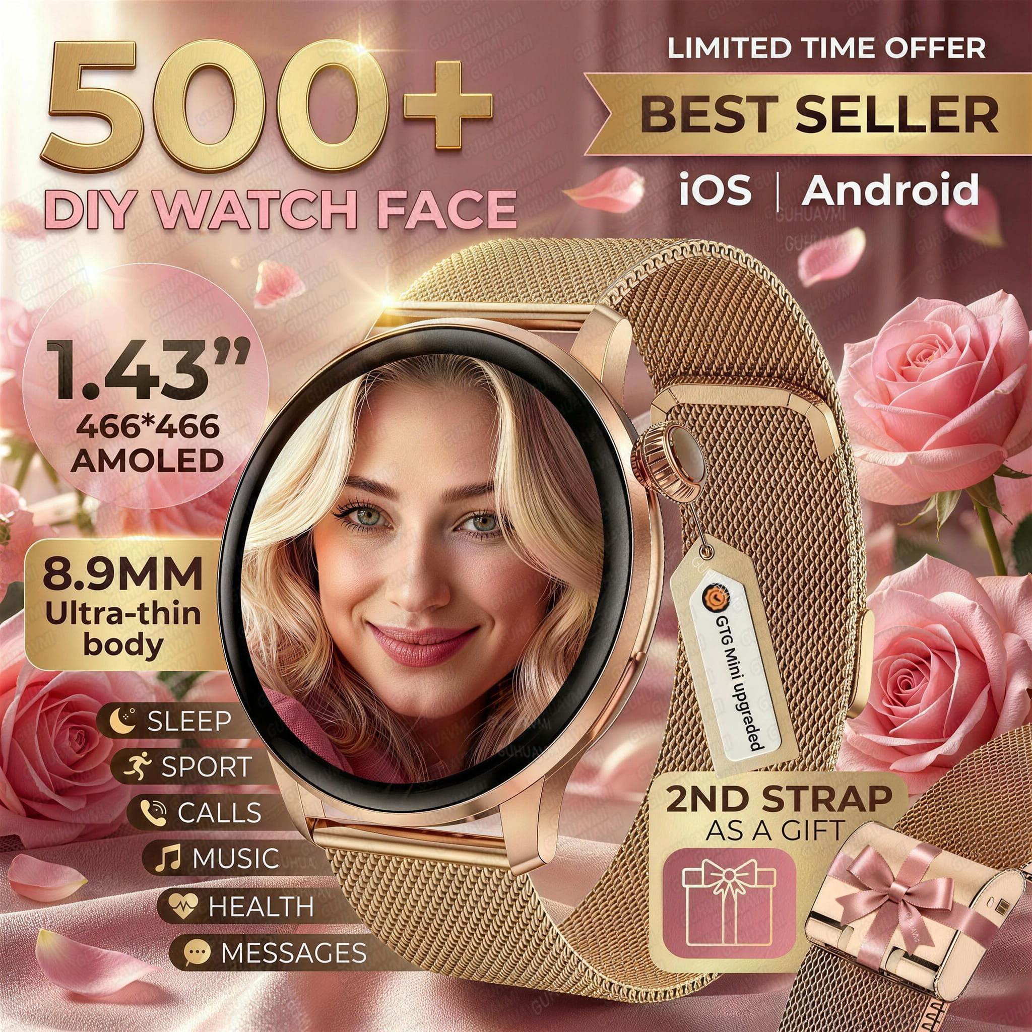 Smartwatch Ladies Watches For Women - New Ultra-thin 8.9mm Lady Smart Watch