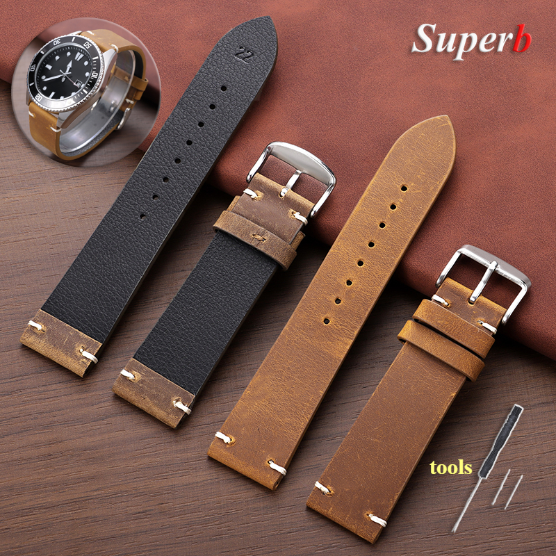 Stitching Cowhide Leather Brac - Watches Rolex Smartwatch reseña y precio