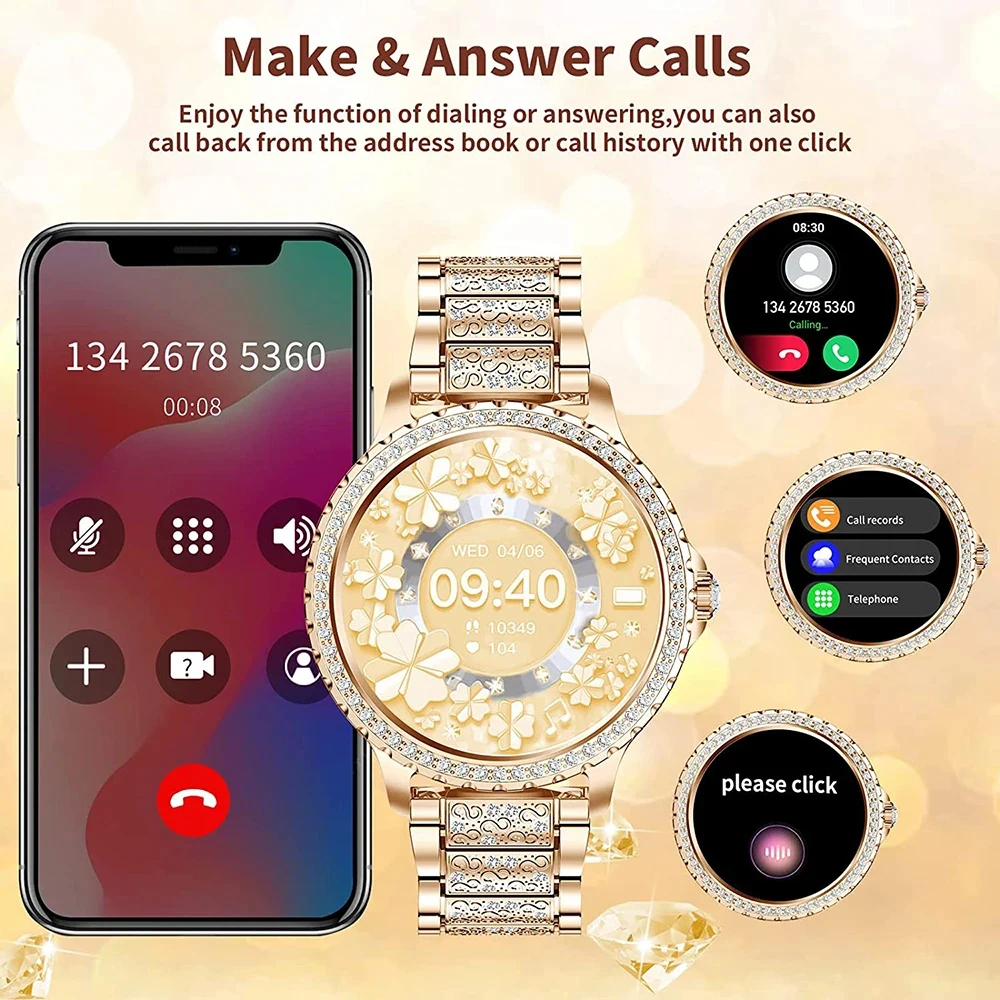 Fashion Luxury Gold Women Smar - Smartwatch Ladies Watches For Women reseña y precio